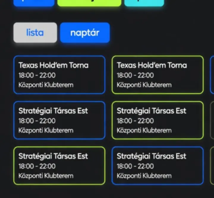 Magyar nyelvű eseménynaptár webes felületen